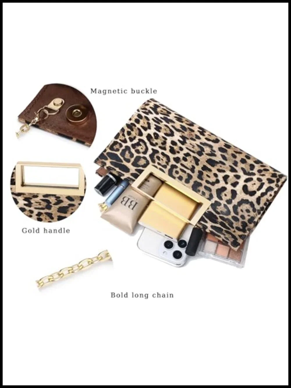 Evening Clutch Crossbody Bag with Detachable Chain